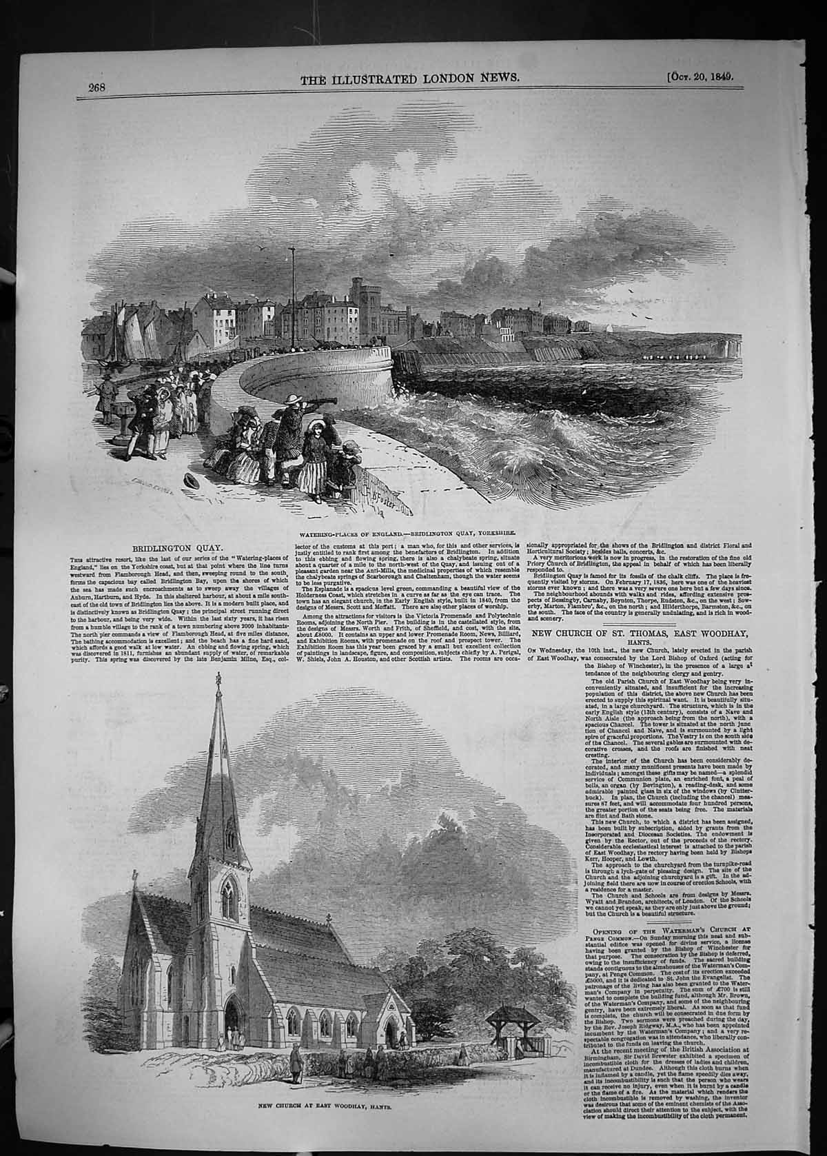 Old 1849 Bridlington Quay Yorkshire England Church Woodhay Architectu Victorian
