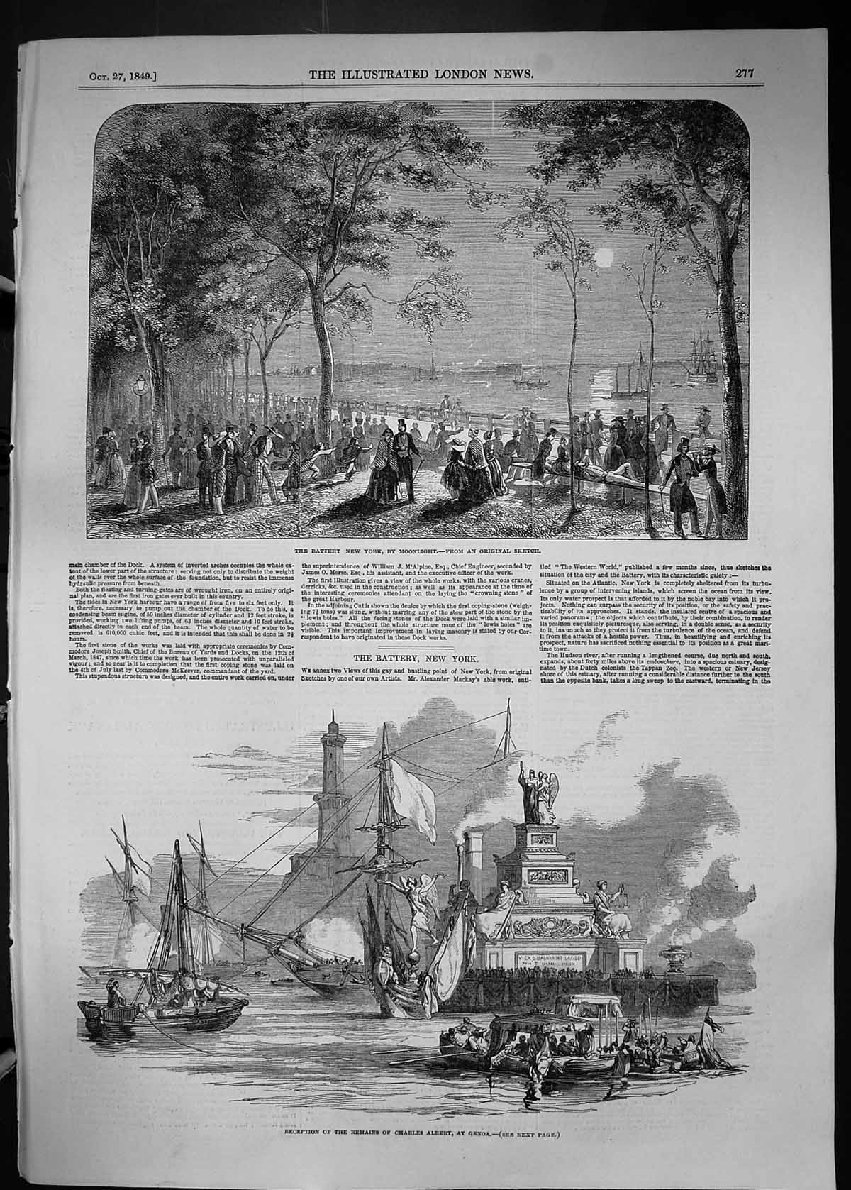 Old 1849 Battery New York Moonlight Scene Remains Charles Albert Geno Victorian