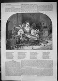 Original Old Antique Print 1849 Cinderella Young Girl Doves Birds German Asche