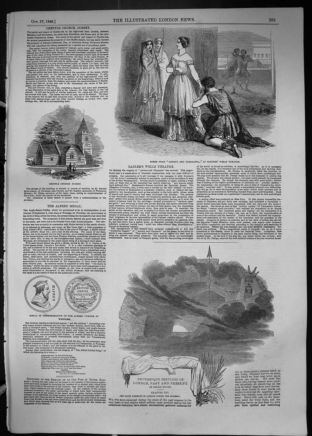 Old 1849 Chettle Church Dorset Antony Cleopatra Saddlers Wells Theatr Victorian