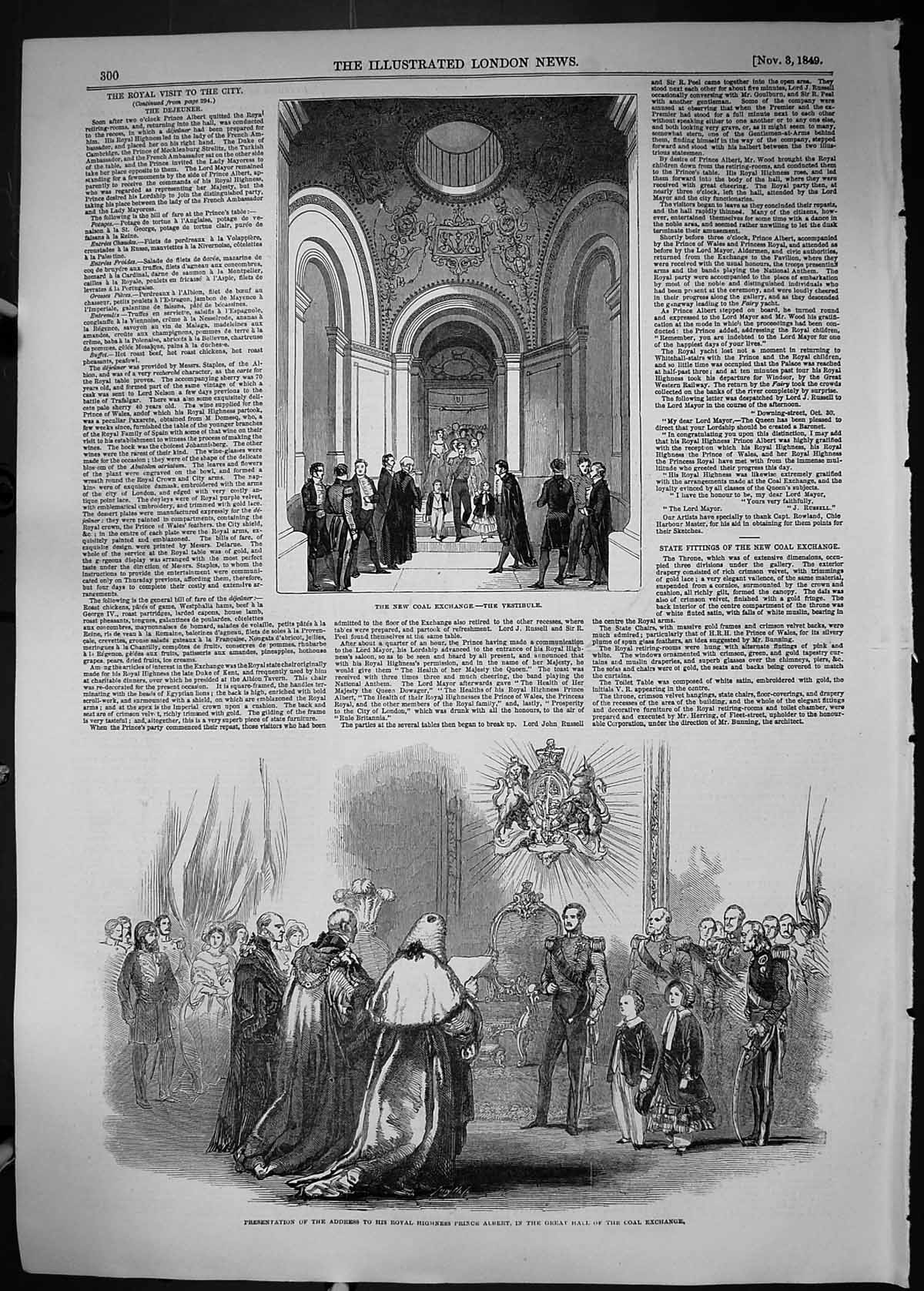 Old 1849 Vestibule Coal Exchange Presentation Address Prince Albert G Victorian