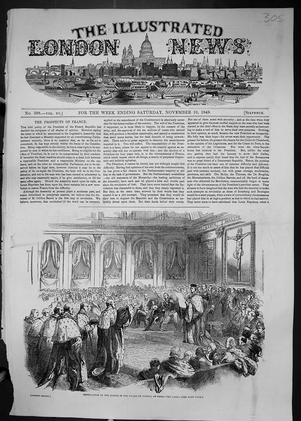 Old 1849 Scene Oath Installation Judges Palais De Justice Paris Franc Victorian