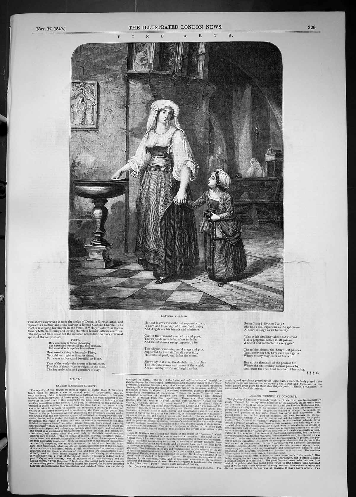 Old 1849 Mother Little Girl Leaving Church Service Doega German Artis Victorian