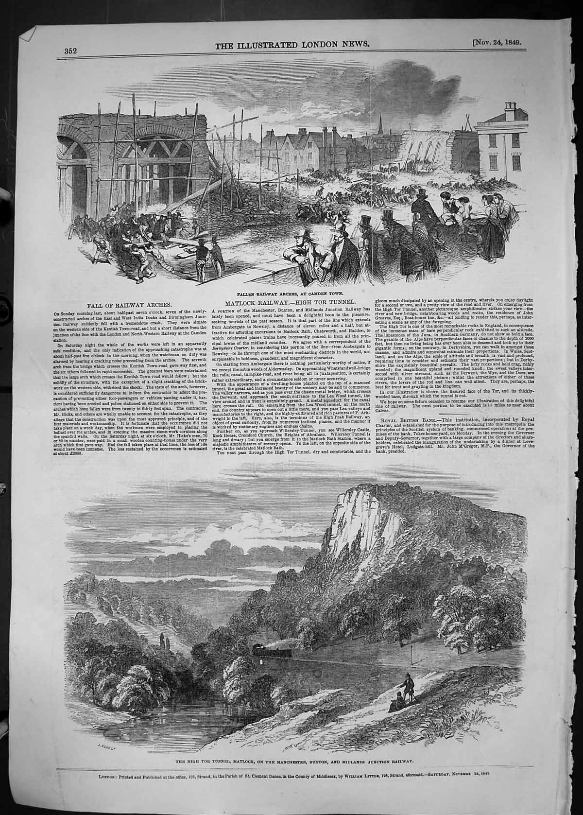 Old 1849 Fallen Railway Arches Camden Town High Tor Tunnel Matlock Tr Victorian