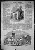 Original Old Antique Print 1849 Osborne Isle Wight Alcove Building Architecture