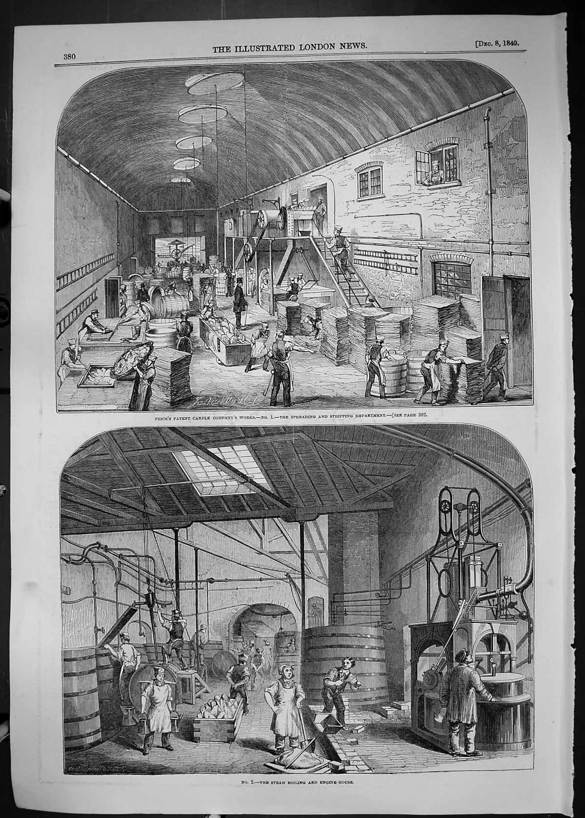 Old 1849 Price Patent Candle Company Work Engine House Packing Depart Victorian