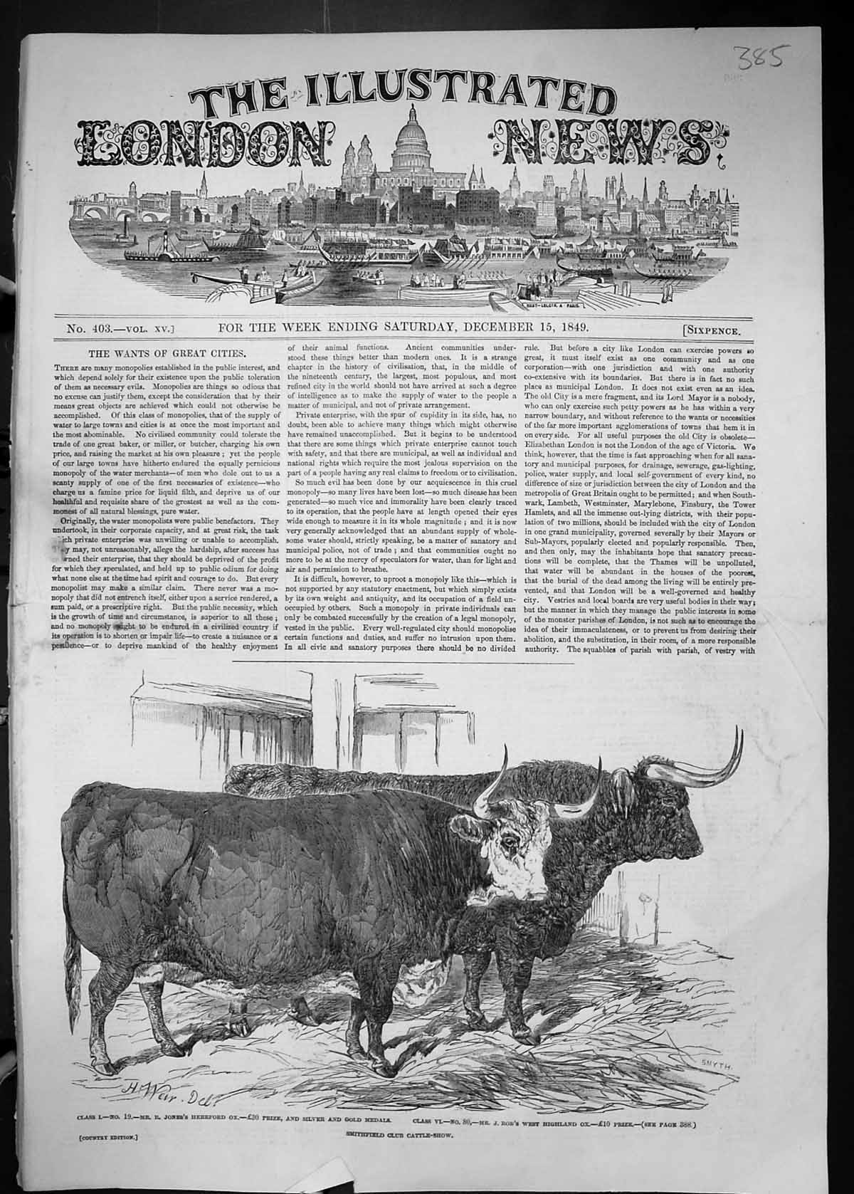 Old 1849 Jones Hereford Ox Rob West Highland Smithfield Club Cattle S Victorian