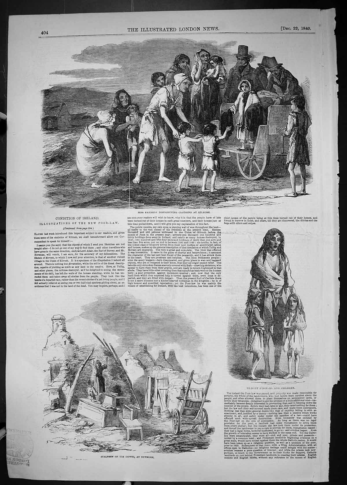 Old 1849 Ireland O'Donnel Kennedy Kilrush Scalpeen Downs Dunmore Brian Victorian