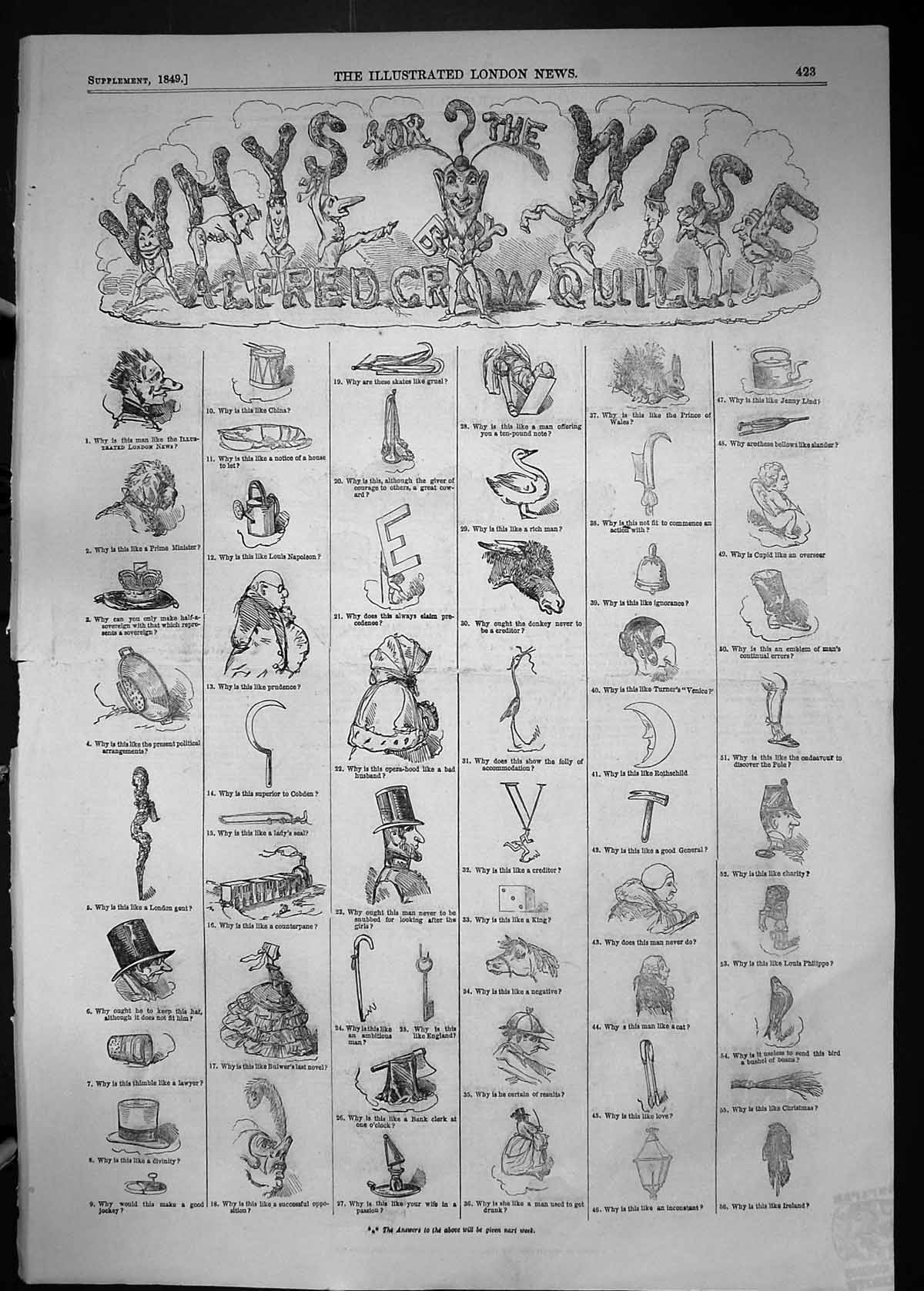 Old 1849 Whys Wise Alfred Quill Winter Scene Sheep Horse Christmas Co Victorian