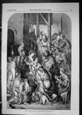 Original Old Antique Print 1849 Scene Adoration Magi Rubens 19th