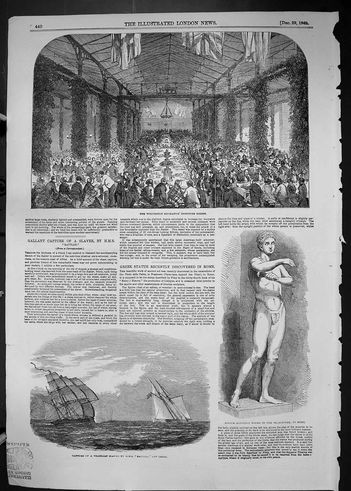 Old 1849 Wolverton Mechanics Soiree Capture Brazilian Slave Ship Ratt Victorian