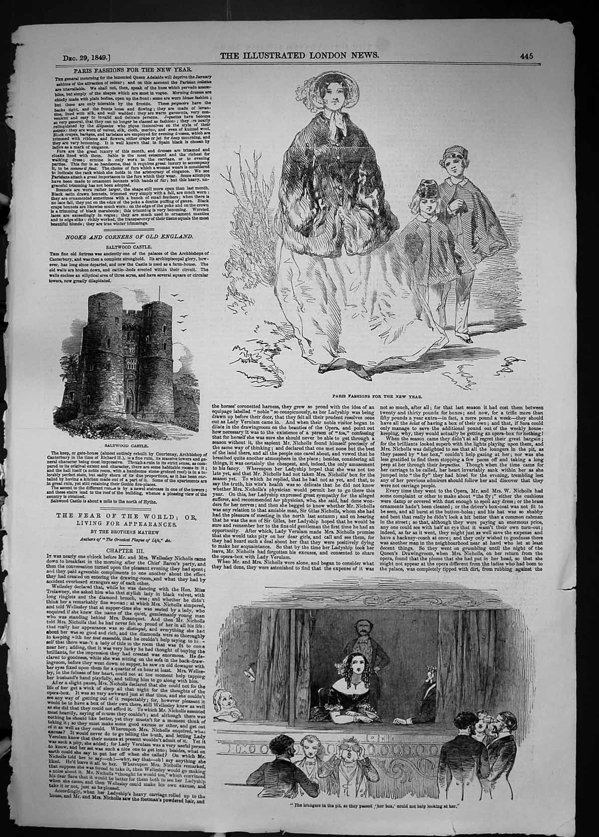Old 1849 Paris Fashion Saltwood Castle England Architecture Theatre A Victorian