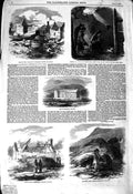 Original Old Antique Print 1850 Carihaken Galway Ireland Workhouse Ke Victorian