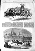 Original Old Antique Print 1850 Sledging Moscow Sleighing Russia Horses Winter