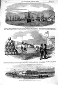 Original Old Antique Print 1850 Turkish Ships Bashika Dardanelles Chanah-Kalesi