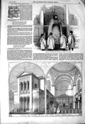 Old Antique Print 1850 Greek Church London Wall Gospel Altar Architecture 19th