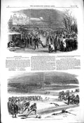 Original Old Antique Print 1850 Curling Match Earl Mansfield Eglington A 19th