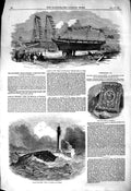 Original Old Antique Print 1850 Earl Hardwick Whaling Ship Cowes Brig Vine 19th