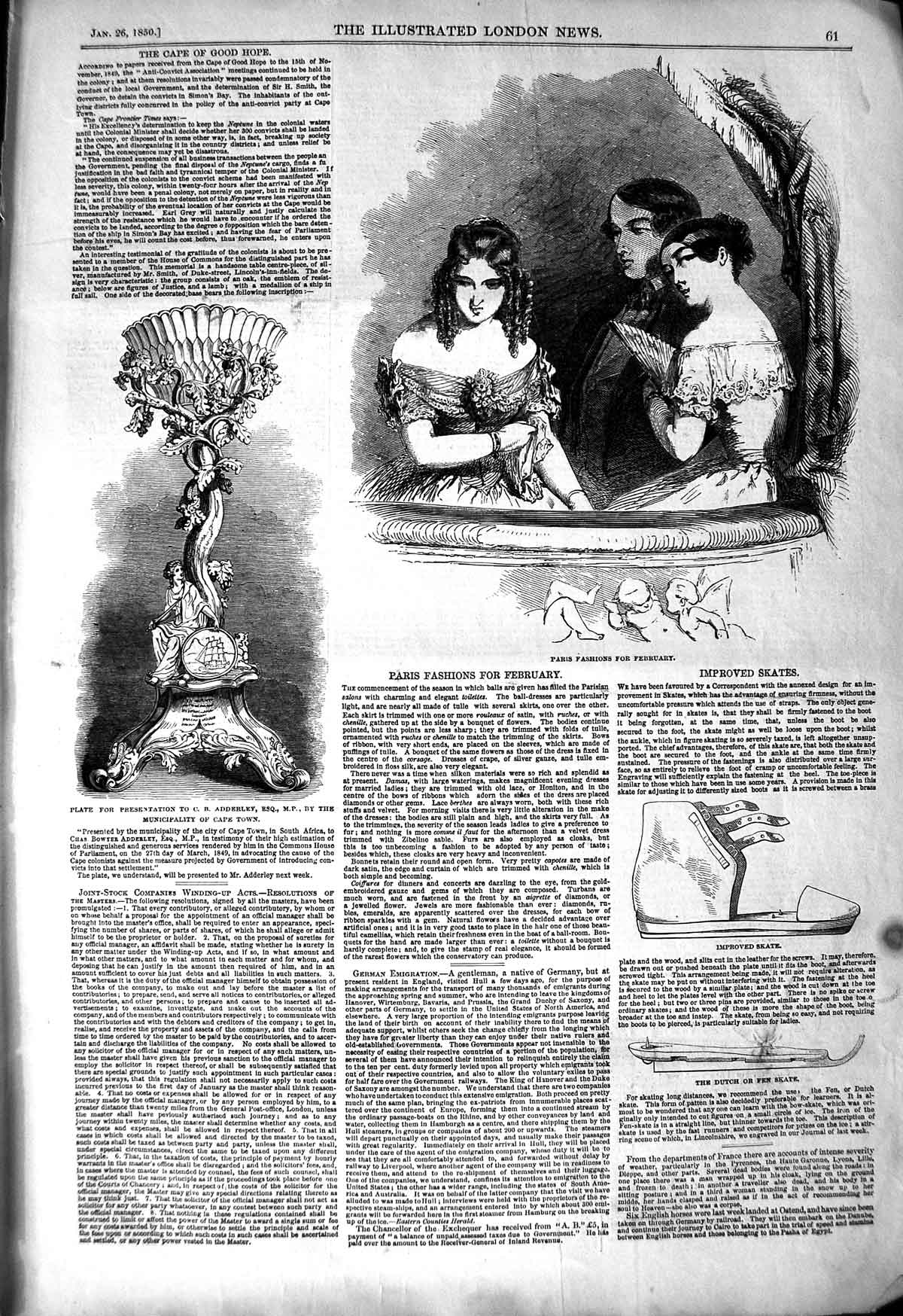 Original Old Antique Print 1850 Paris Fashion Plate Presentation Adderl 19th