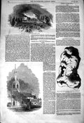 Original Old Antique Print 1850 Caversham Park House Fire Church John Eva 19th