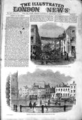 Old Antique Print 1850 Overflow River Thames Lambeth Stairs Floods London 19th