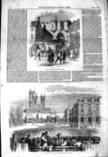 Original Old Antique Print 1850 Castle Gate Lincoln Great Protectionist 19th