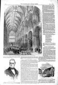 Original Old Antique Print 1850 Jeffrey Grammar School Bishop Norwich Cathedral