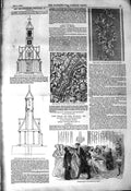 Original Old Antique Print 1850 Tide-Gauge Signal-House Damask Pattern Wa 19th