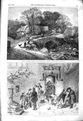 Original Old Antique Print 1850 Miller'S Home Creswick Art Post Office Goodall