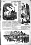 Old Antique Print 1850 Great Fire Lambeth Fire-Brigade Guildford-Street 19th