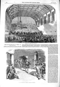 Old Antique Print 1850 Martin'S Hall Long-Acre Play Fiesco Drury Theatre 19th