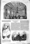Original Old Antique Print 1850 Theatre Windsor Castle Green Room Bust Hullah