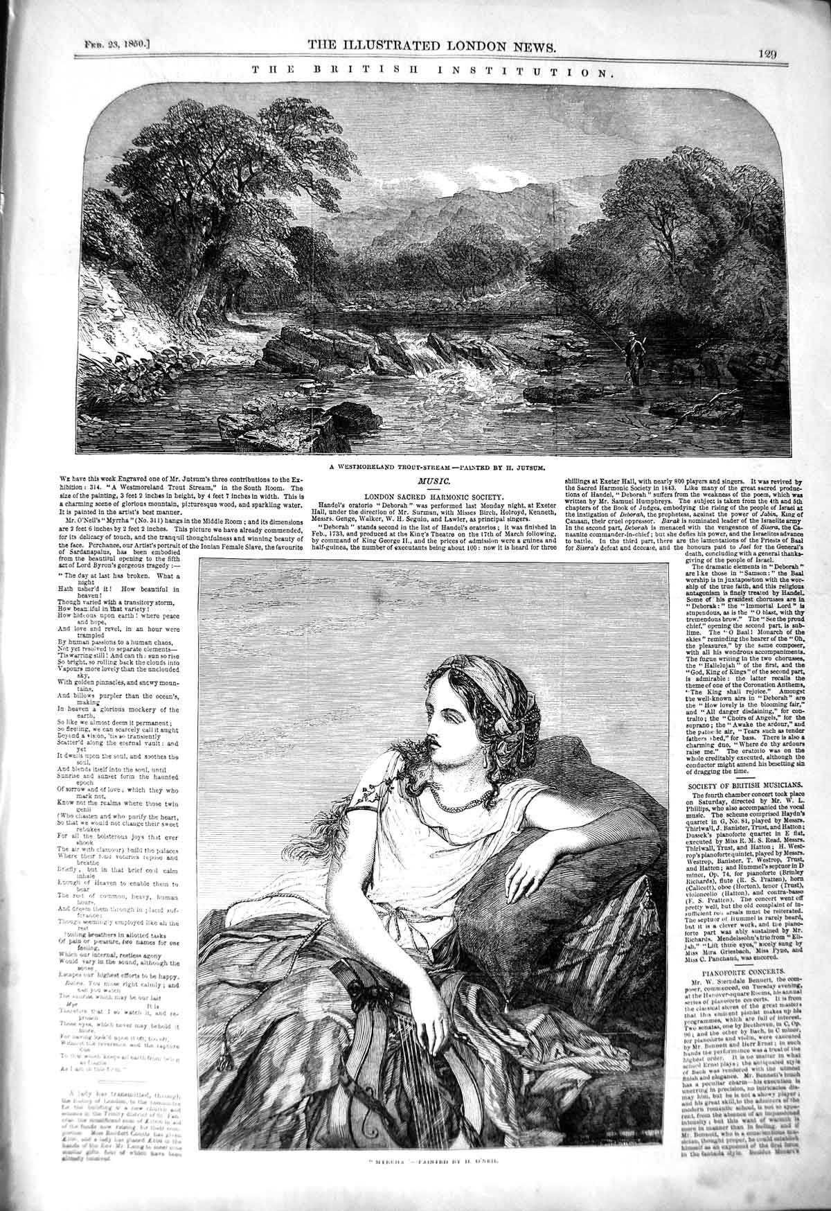Original Old Antique Print 1850 Westmoreland Trout Fish Stream Portrait Myreha