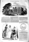 Old Antique Print 1850 Kneller Hall Training School Whitton Paris Fashion 19th