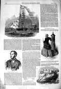 Old Antique Print 1850 Titania Schooner Yacht Stephenson Sadleir Chagres 19th