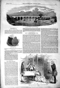 Old Antique Print 1850 Croton Aqueduct Harlem River Bridge Theatre Strand 19th