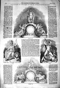 Original Old Antique Print 1850 Sculpture New Front Buckingham Palace Art 19th