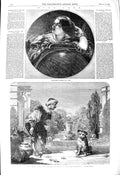 Original Old Antique Print 1850 Astronomy Art Lance Pet Dog Calcott Horsley
