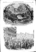 Old Antique Print 1850 Scene Royal Italian Opera Hotel Ville Paris Seine 19th