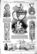 Original Old Antique Print 1850 Ancient Art Venetian Glass Nautilus Ciborium