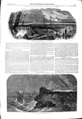Original Old Antique Print 1850 Panorama New Zealand Cyclorama Earthquake 19th
