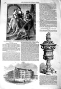 Original Old Antique Print 1850 Stockport Sunday School Swiney Silver Cup 19th