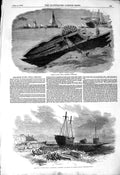 Original Old Antique Print 1850 Ship Wreck Royal Adelaide Rocks Tynemouth War