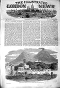 Original Old Antique Print 1850 Portici Residence Pope Sea Mountains Boat 19th