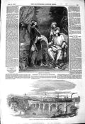 Original Old Antique Print 1850 Aberdeen Railway Dee Bridge Terminus Gallo 19th