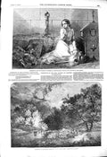 Original Old Antique Print 1850 Woodland River Percy Joan Arc John Absolon Art