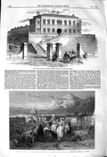 Old Antique Print 1850 Railway Station Tithebarn Liverpool Pilgrims Rome 19th