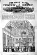 Old Antique Print 1850 Grand Saloon Devonshire House Dancing Men Ladies 19th