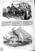Original Old Antique Print 1850 Chinese Junks Mir'S Bay Ship Medea Duke Wel 19th