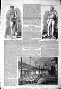 Original Old Antique Print 1850 Statue Nelson Duke Wellington Boulogne-Sur-Mer